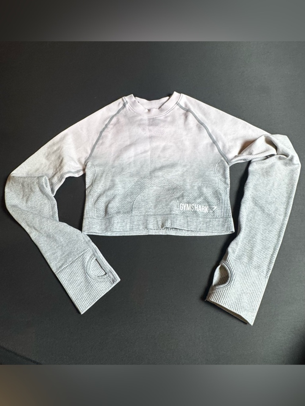 Gymshark Women's Light Gray Ombre Seamless Cropped Sweatshirt